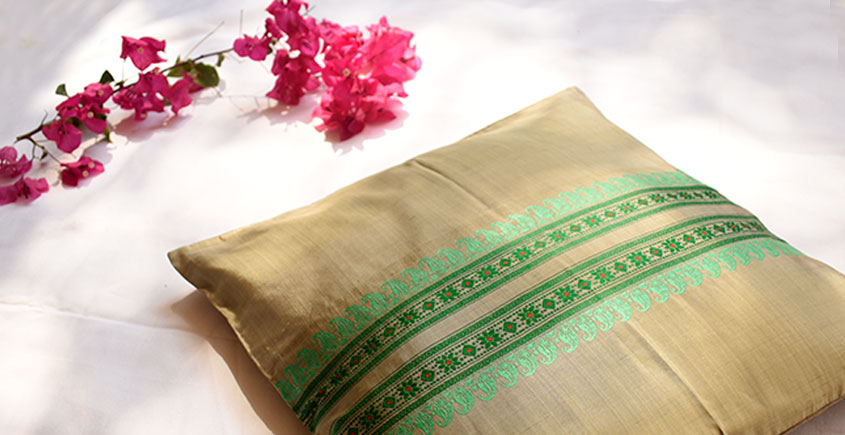 सौमनस | Saumanas ☘ Baluchari Cushion { 7 }  { 16 X 16 inch }